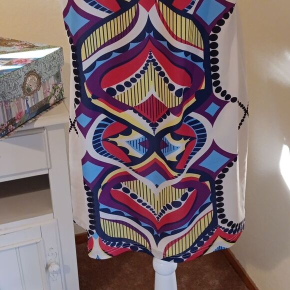 Aryeh Colorful Geometric Pattern Dress. Native Inspired - Picture 7 of 11